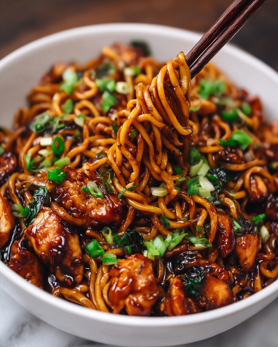Sticky Garlic Chicken Noodles Recipe - Recipe Image