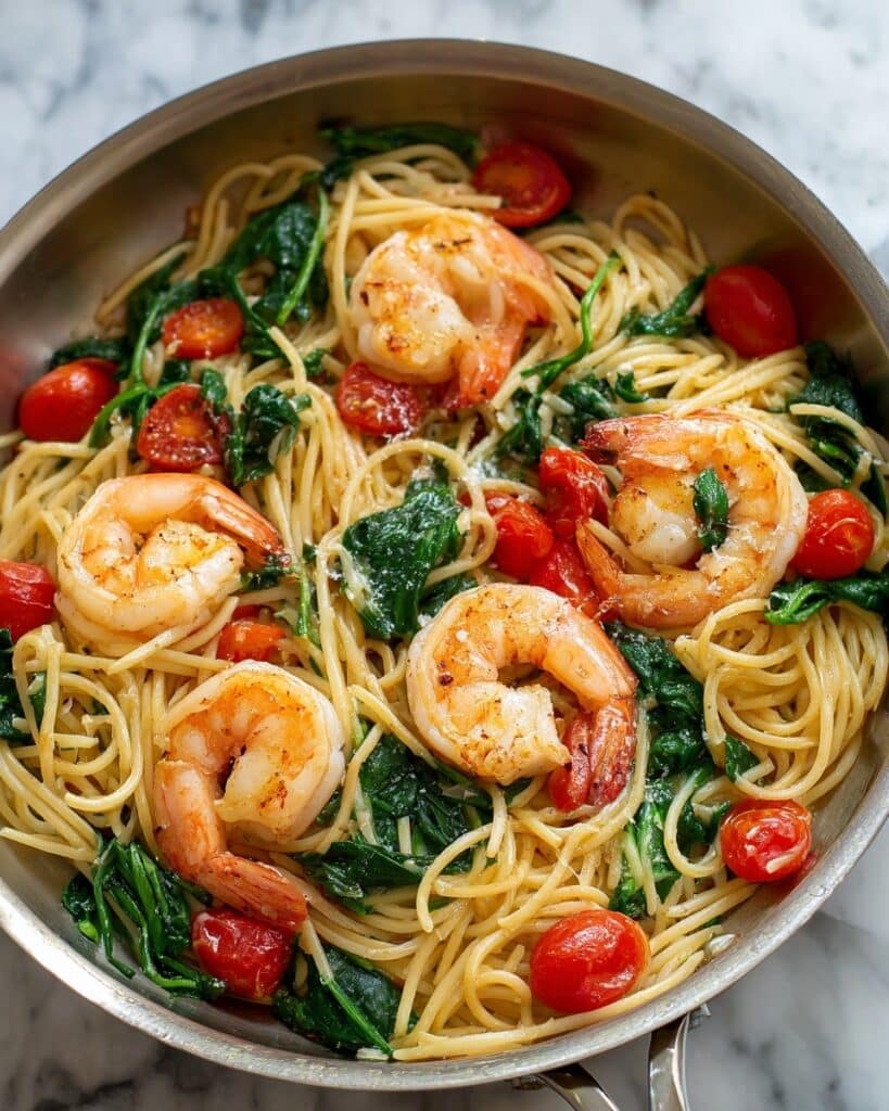 Tomato Spinach Shrimp Pasta Recipe