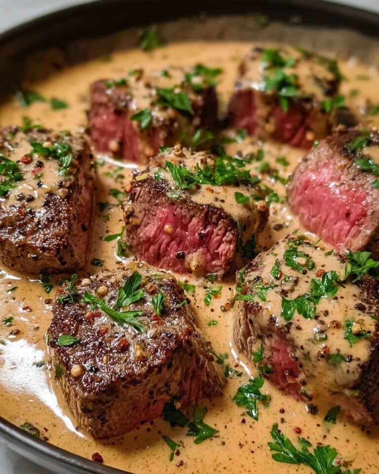 Tender Beef Fillet with Creamy Pepper Sauce Recipe