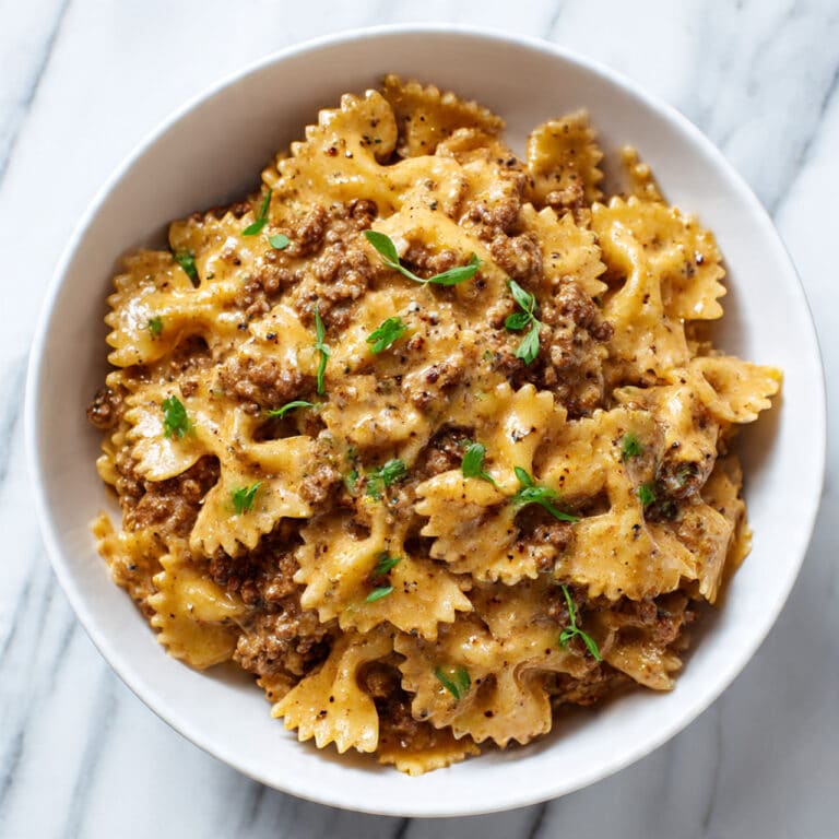 Creamy Parmesan Garlic Beef Bowtie Pasta Recipe