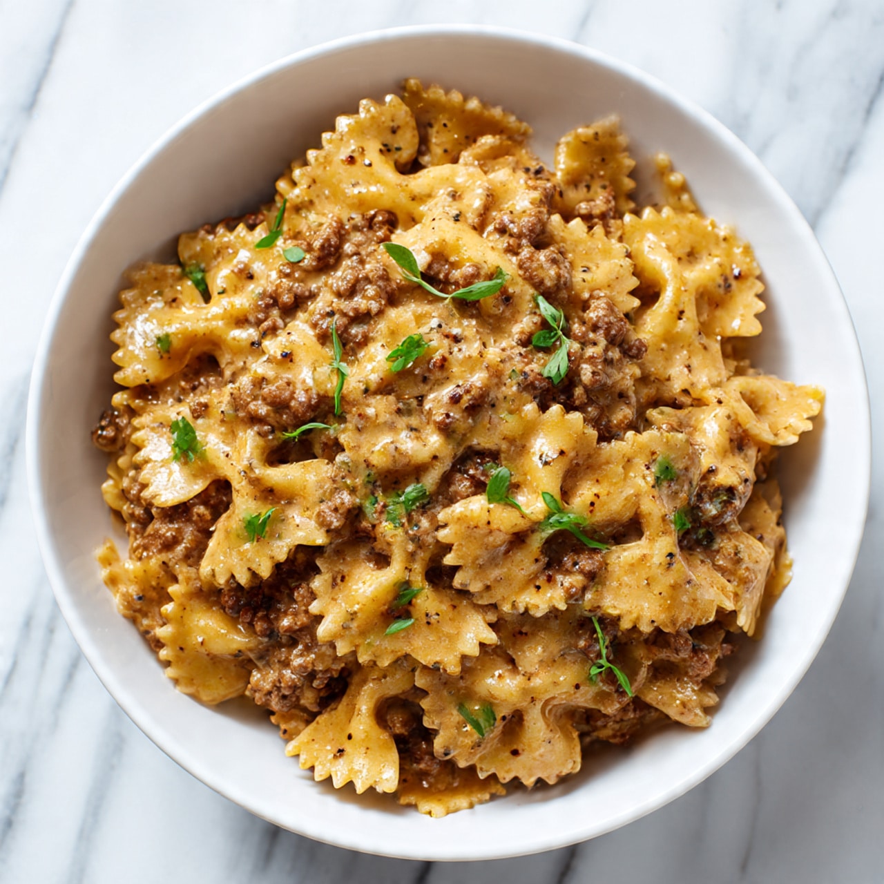 Creamy Parmesan Garlic Beef Bowtie Pasta Recipe - Recipe Image
