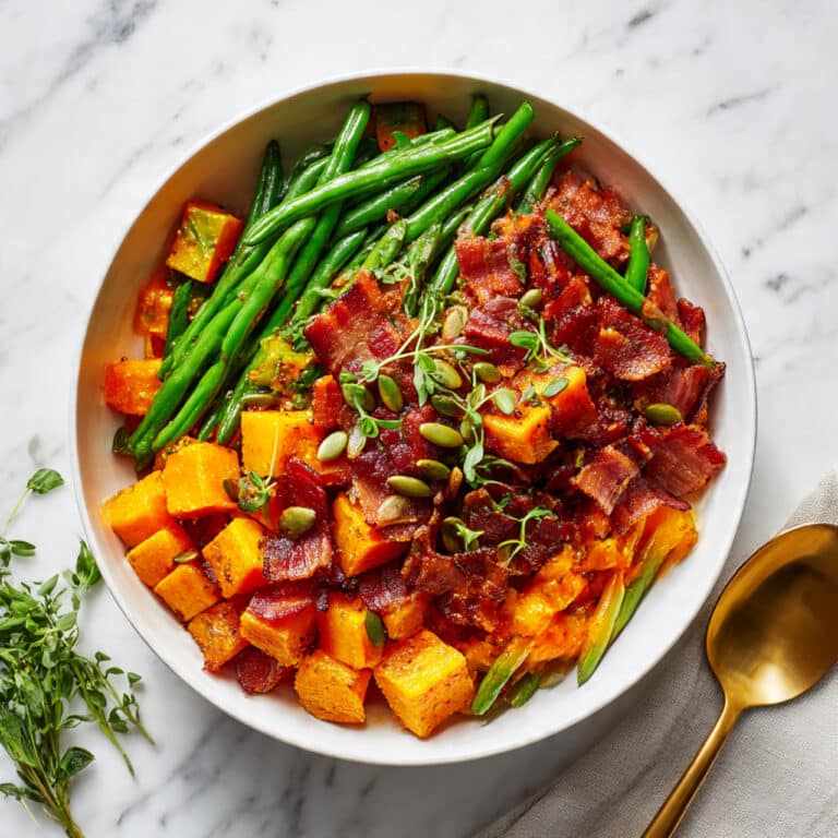 Thanksgiving Roasted Veggies with Bacon and Pumpkin Seeds Recipe