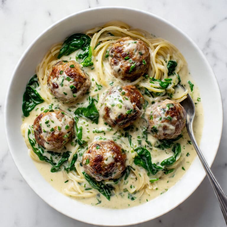 Chicken Ricotta Meatballs with Spinach Alfredo Sauce Recipe