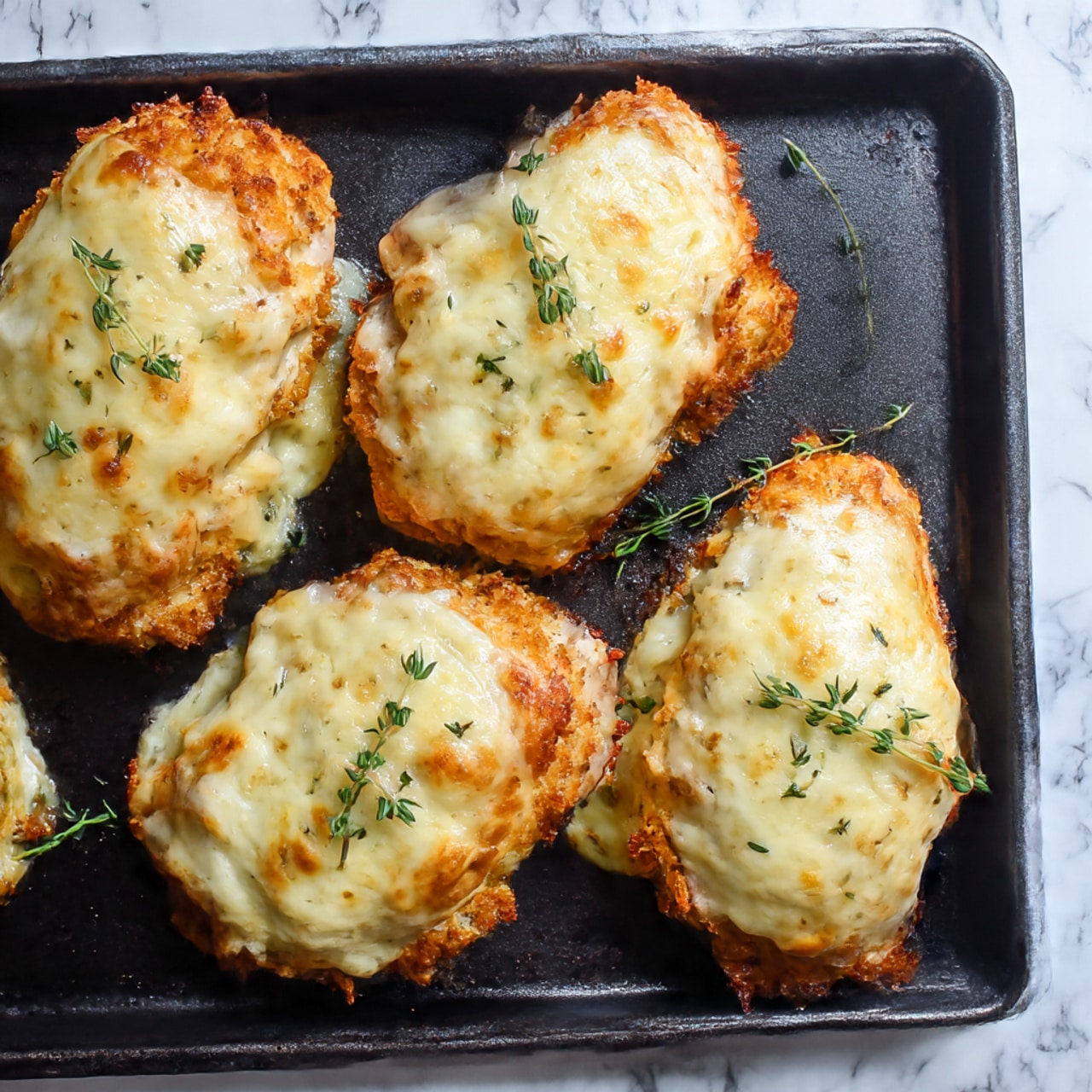 Baked Garlic Parmesan Chicken Cutlets with Melted Mozzarella Recipe - Recipe Image