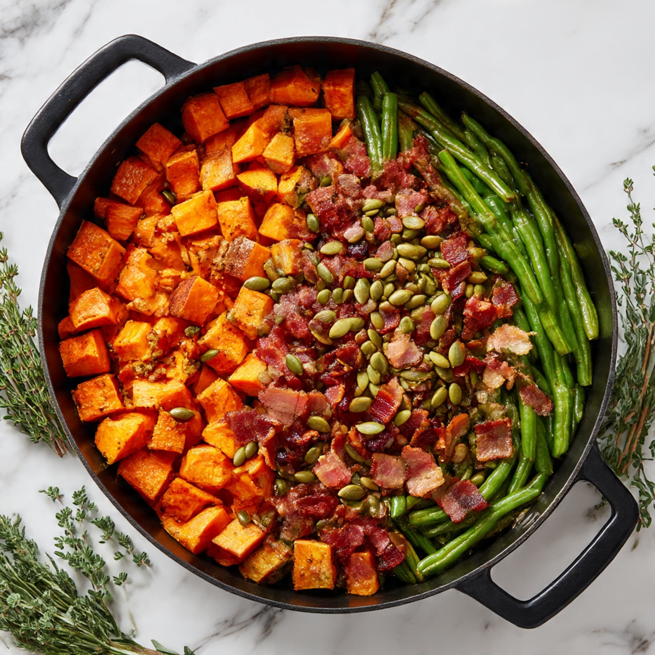 Thanksgiving Roasted Veggies with Bacon and Pumpkin Seeds Recipe - Recipe Image