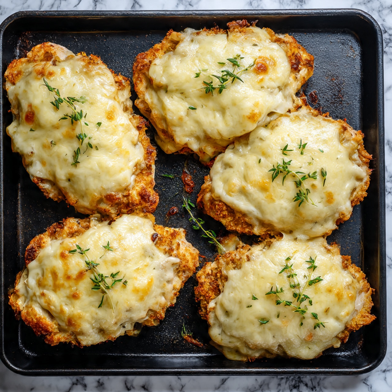 Baked Garlic Parmesan Chicken Cutlets with Melted Mozzarella Recipe - Recipe Image