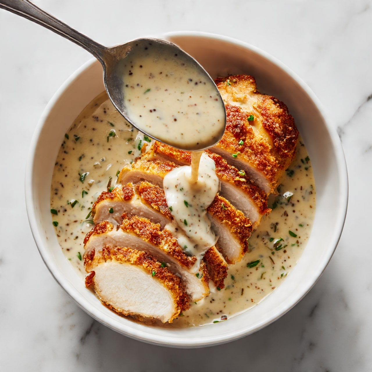 Parmesan Crusted Chicken with Creamy Garlic Sauce Recipe - Recipe Image