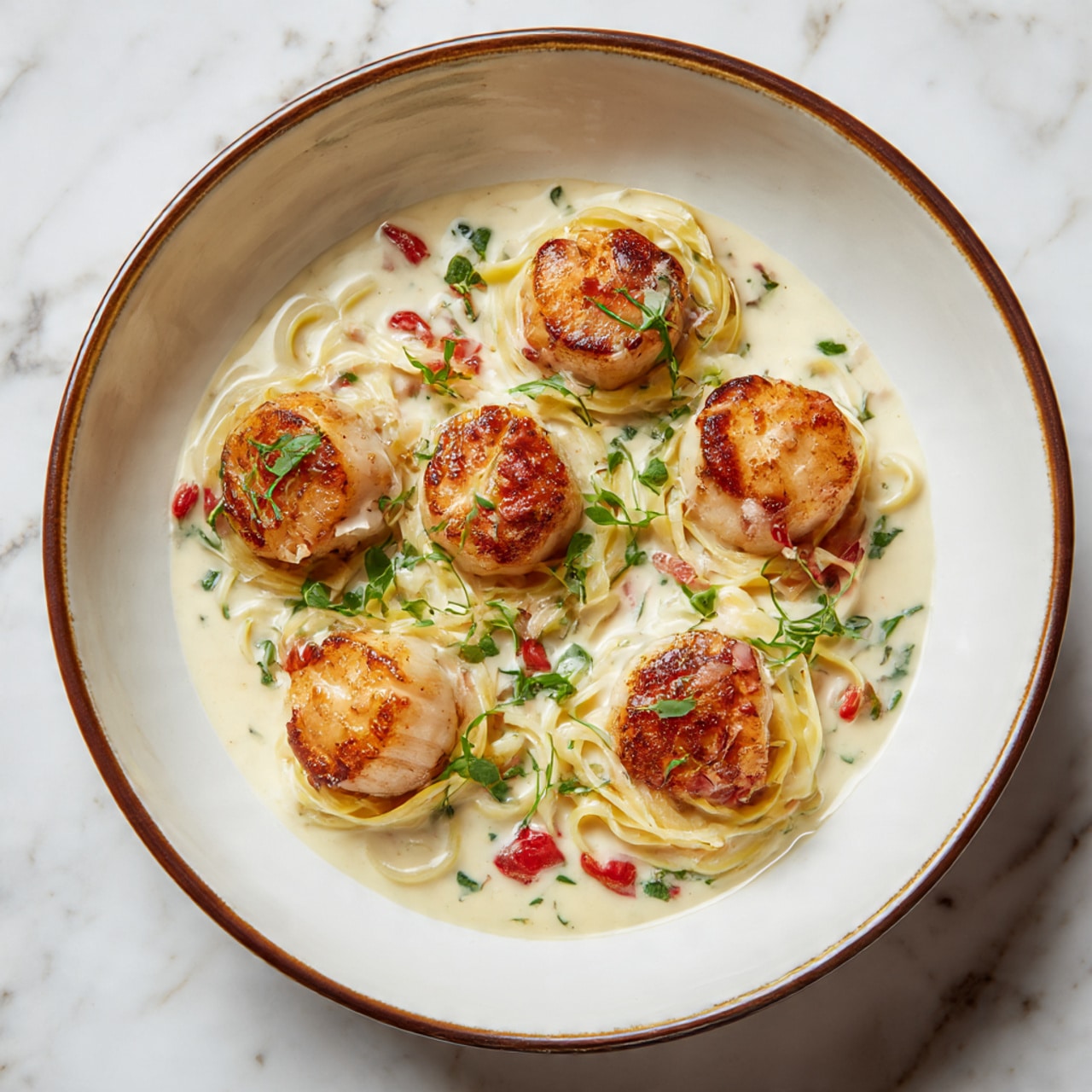Sea Scallops with Lemon Garlic Angel Hair Pasta Recipe - Recipe Image