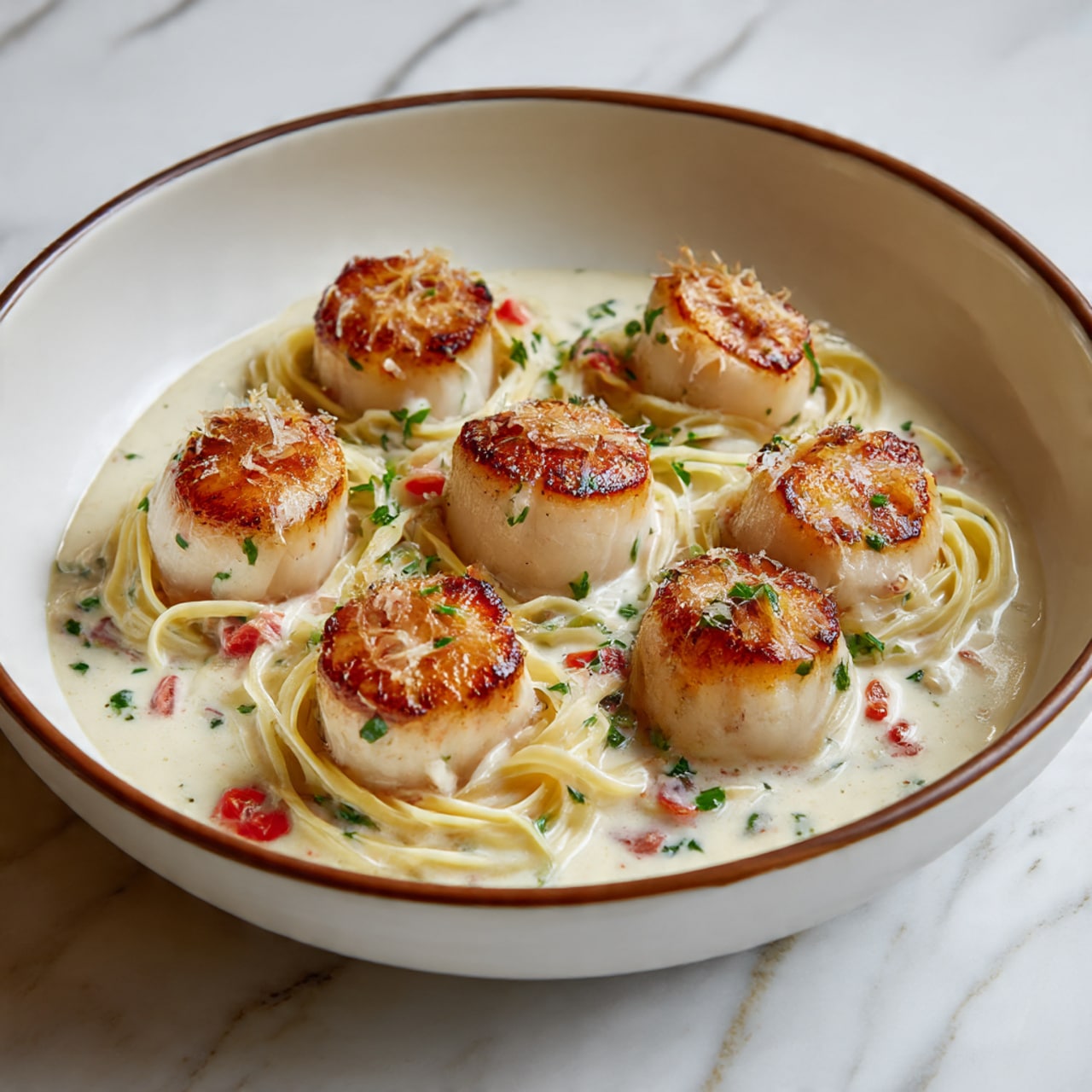 Sea Scallops with Lemon Garlic Angel Hair Pasta Recipe - Recipe Image