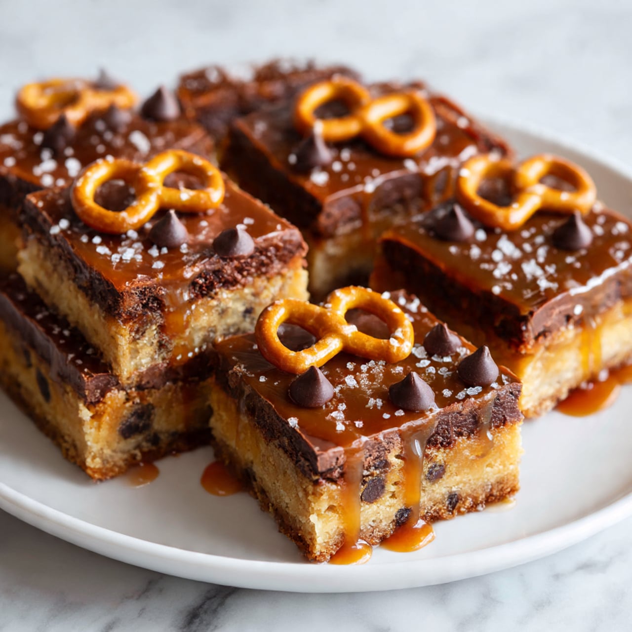 Salted Caramel Pretzel Blondies Recipe - Recipe Image
