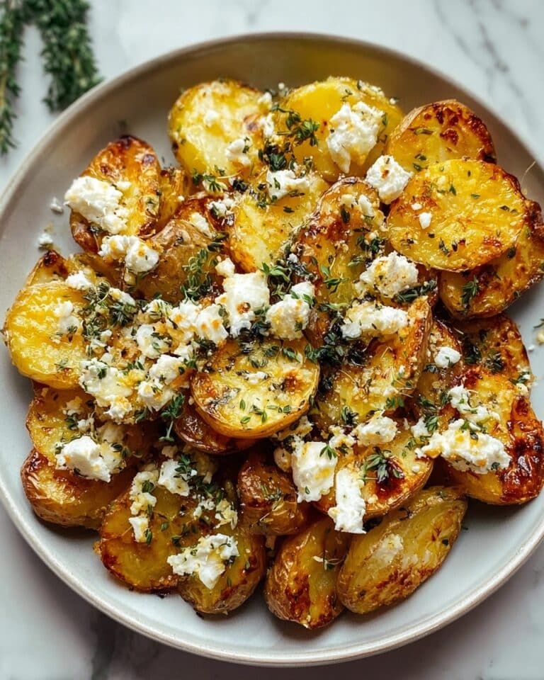 Roasted Potatoes with Baked Feta, Garlic, and Honey Recipe
