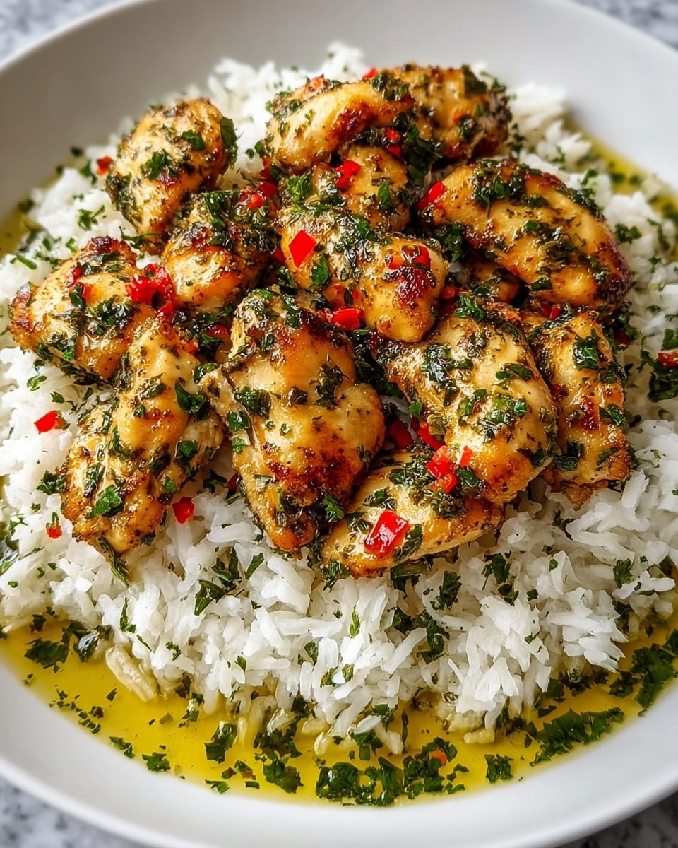 Creamy Lemon Garlic Chicken Scampi with Rice Recipe - Recipe Image