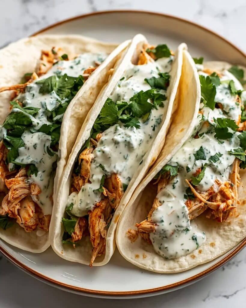Shredded Chicken Tacos with Creamy Chimichurri Sauce Recipe