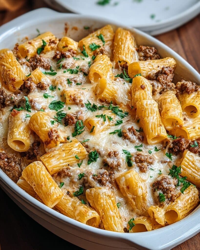 Creamy Parmesan Beef Rigatoni Recipe
