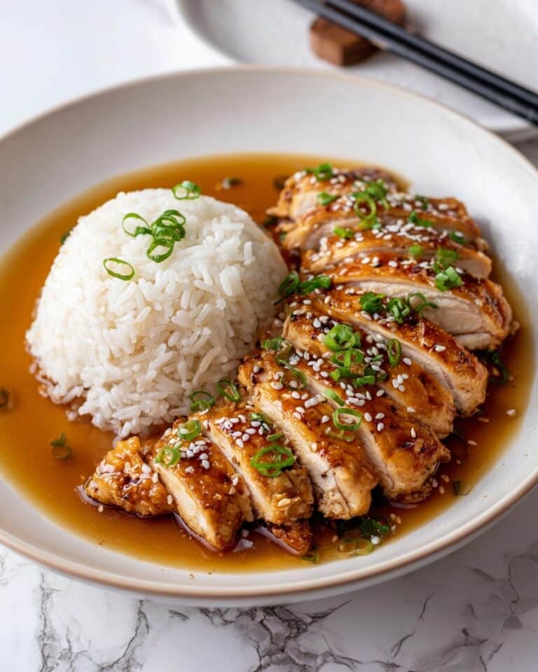 Soy Glazed Chicken Thighs with Garlic-Ginger Broth over Sticky Rice Recipe