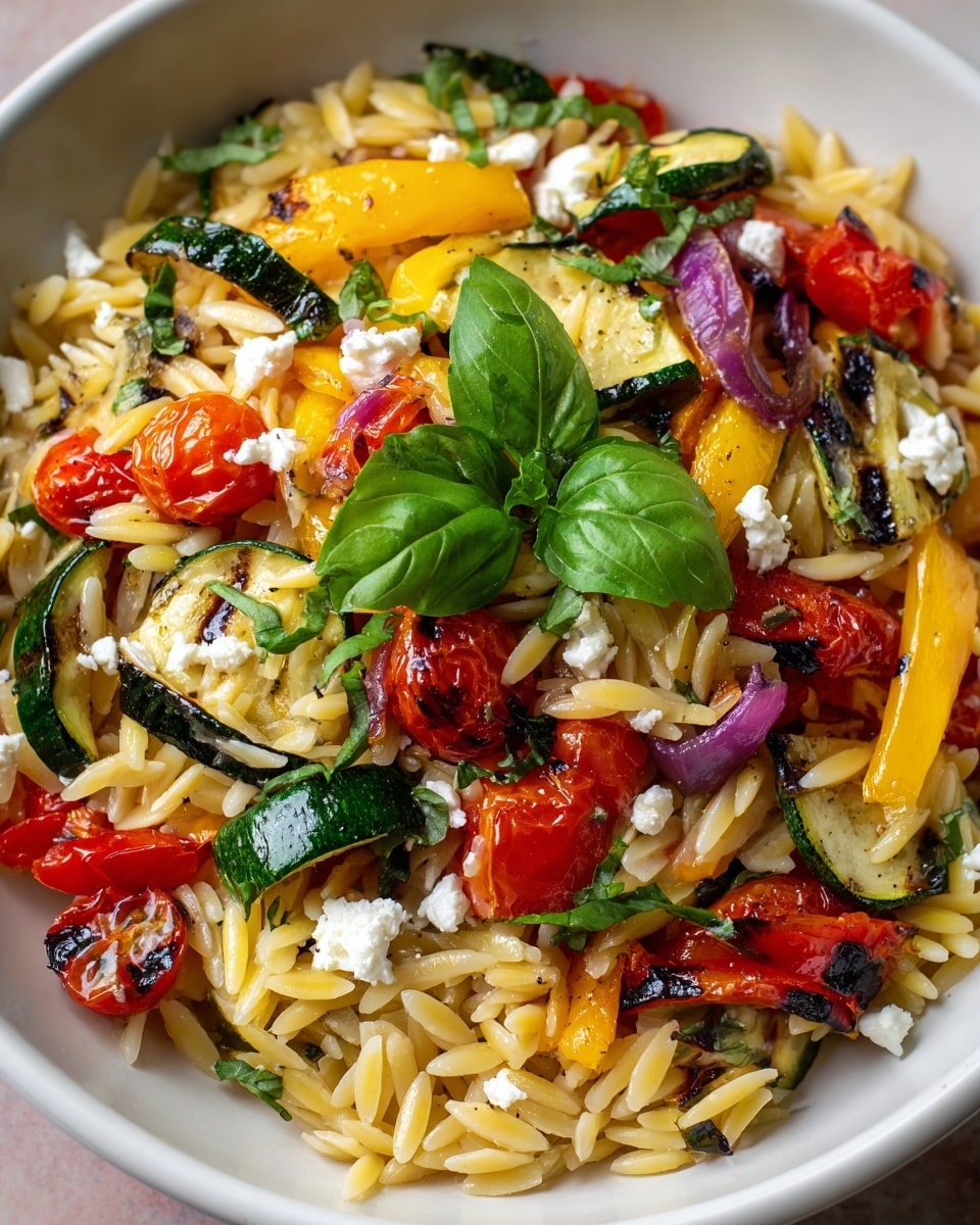 Roasted Vegetable Orzo with Feta and Fresh Basil Recipe - Recipe Image