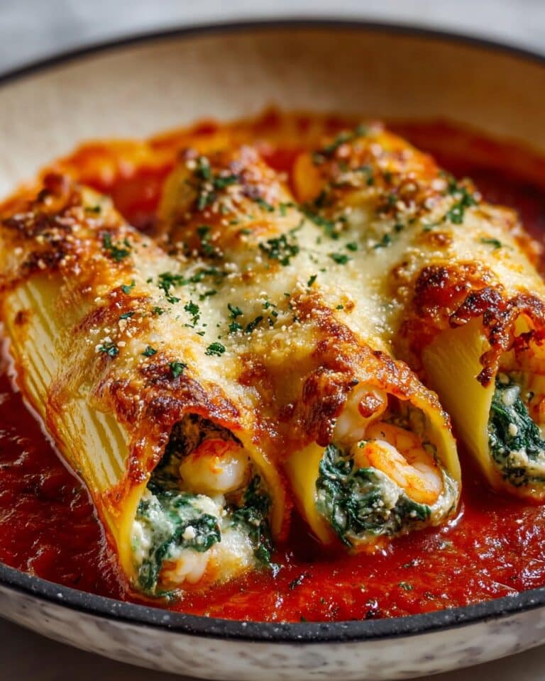 Shrimp and Spinach Stuffed Pasta Rolls with Roasted Red Pepper Cream Recipe