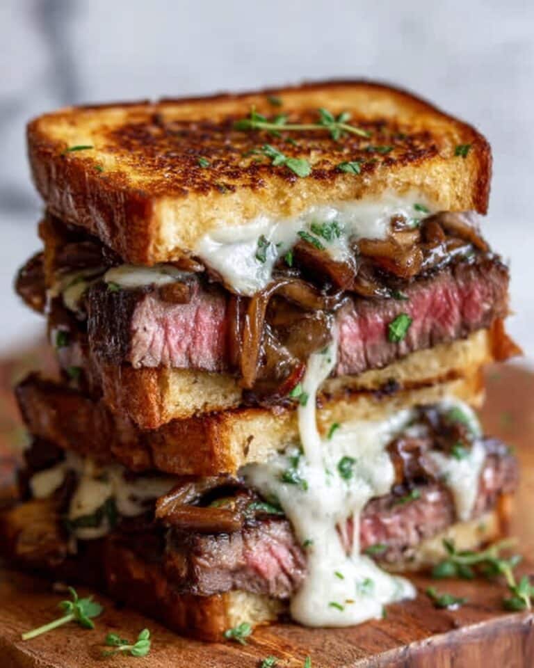 Garlic Bread Ribeye Steak Sandwich Recipe