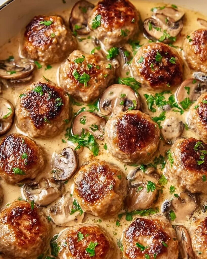 Creamy Mushroom Chicken Meatballs (30-Minute Meal) Recipe