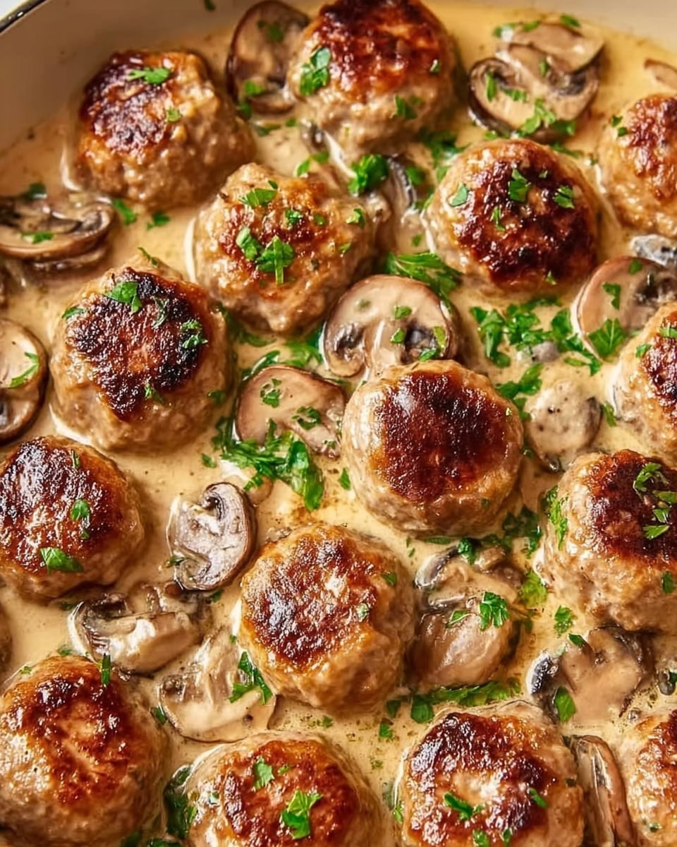Creamy Mushroom Chicken Meatballs (30-Minute Meal) Recipe - Recipe Image