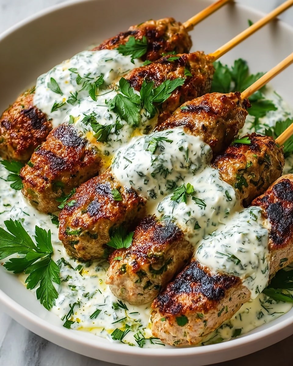 Chicken Kofta with Garlic Yogurt Sauce Recipe - Recipe Image