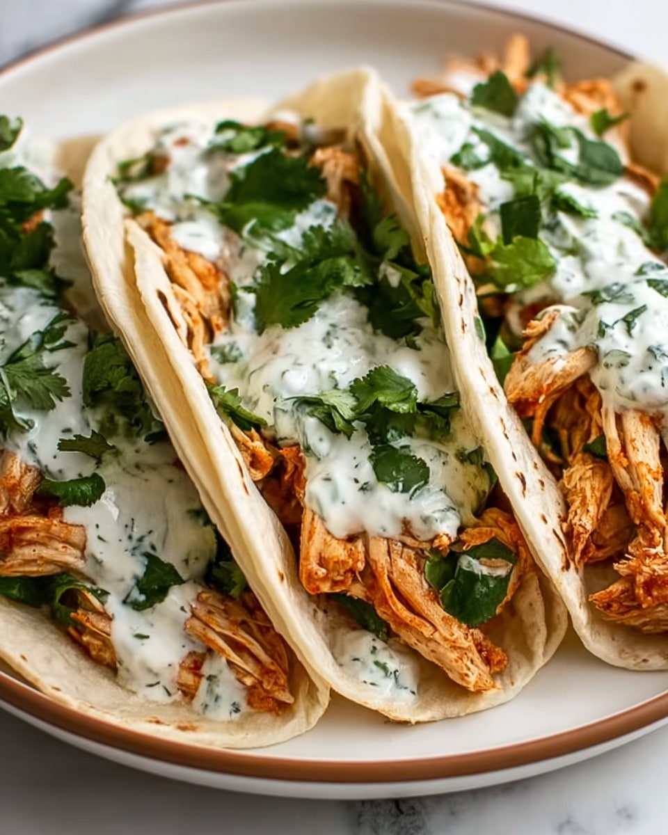 Shredded Chicken Tacos with Creamy Chimichurri Sauce Recipe - Recipe Image