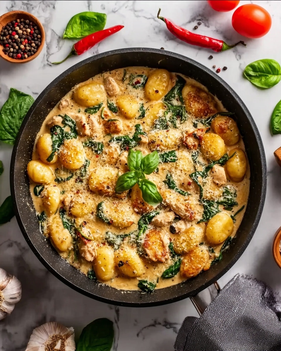30-Minute Garlic Chicken Gnocchi Skillet Recipe - Recipe Image