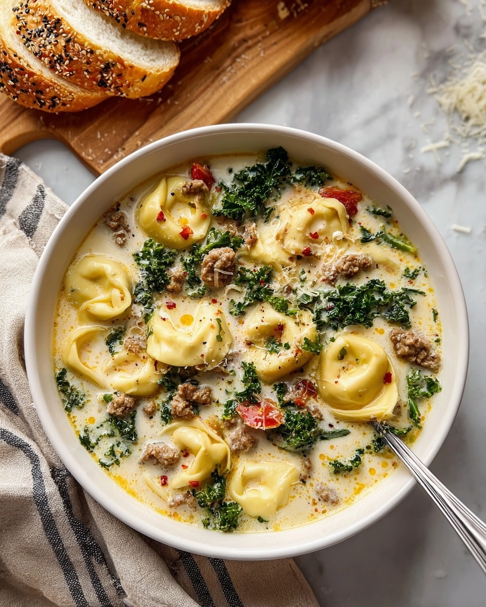 Spicy Sausage and Tortellini Soup Recipe - Recipe Image