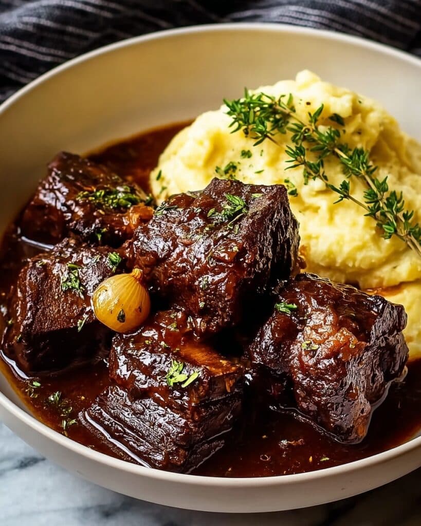 Tender Braised Short Ribs with Garlic Mashed Potatoes Recipe