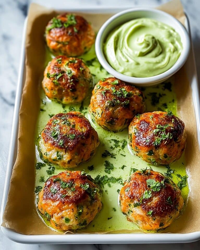 Baked Salmon Meatballs with Creamy Avocado Sauce Recipe