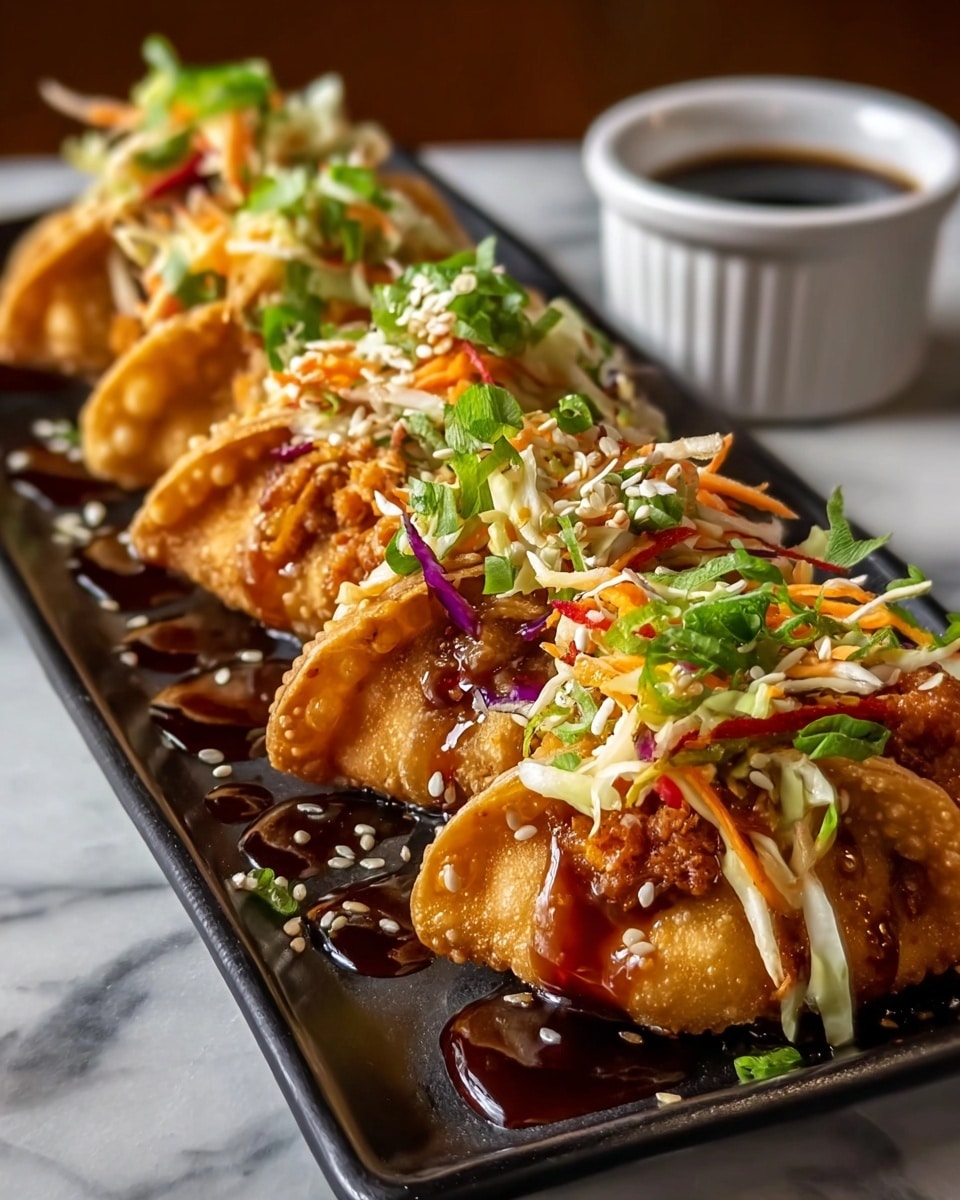 Crispy Chicken Wonton Tacos with Teriyaki Glaze Recipe - Recipe Image