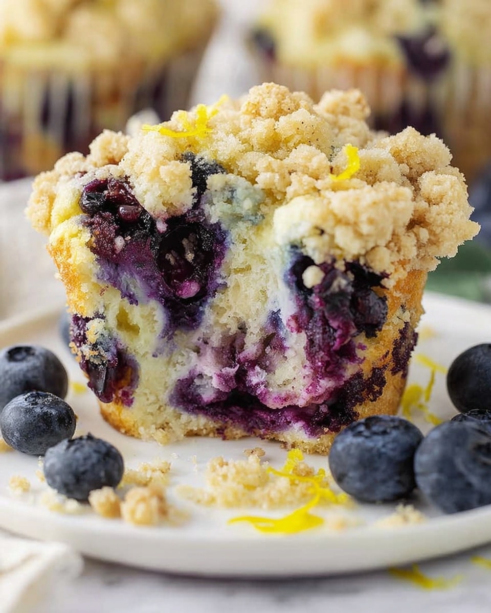A large white ceramic baking dish filled with a whole blueberry crumb muffin loaf, showcasing a golden crumb topping generously scattered with plump fresh blueberries baked into the soft and moist cake beneath, all perfectly intact and uncut. The loaf surface is textured with crumb clusters and berry bursts, placed on a white marble countertop under natural light, styled as a professional food magazine hero shot, emphasizing the rich contrast between the crumbly streusel and juicy blueberries, photo taken with an iphone --ar 4:5 --v 7