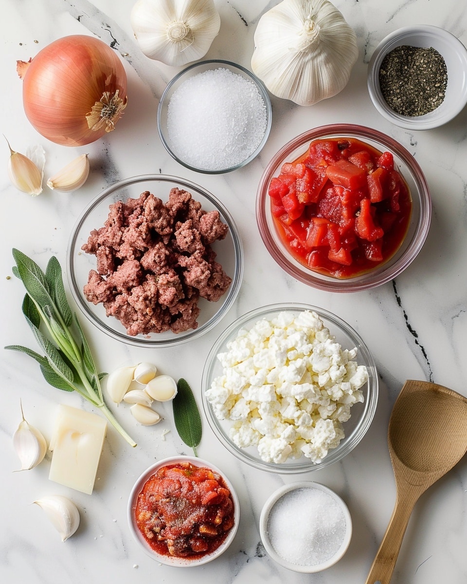 Single white bowl presenting one generous serving of lasagna soup, revealing layers of tender ground beef, chunky tomato sauce, soft broken lasagna noodles, and vibrant herbs mixed throughout the rich broth, topped with a dollop of creamy ricotta cheese and a sprinkle of grated Parmesan, photographed close-up with natural lighting on white marble surface, intimate plated serving photo taken with an iphone --ar 4:5 --v 7