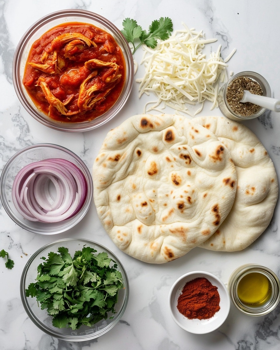 One white plate with a single slice of chicken pizza, close-up showing a golden, slightly charred crust edge, melted mozzarella cheese stretched over a rich tomato sauce base, tender pieces of grilled chicken, thin slivers of vibrant red onion, and sprinkled fresh cilantro leaves, angled view highlighting the layered textures of cheese, sauce, and toppings, placed on a white marble surface with natural lighting, styled like an individual serving from a food blog, photo taken with an iphone --ar 4:5 --v 7