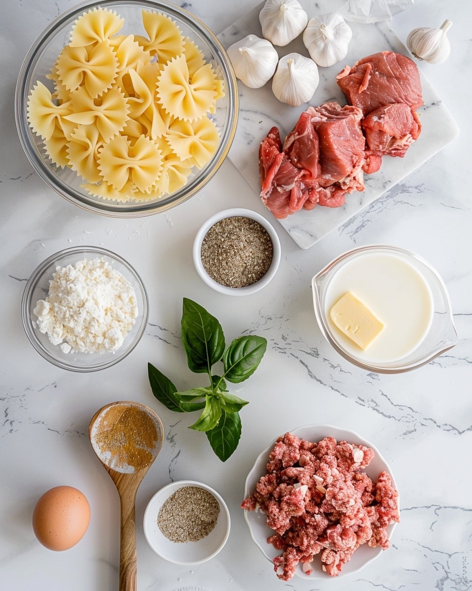 Single white plate with a generous portion of cheesy beef and bowtie pasta casserole, showcasing layers of melted cheddar and mozzarella cheese over seasoned ground beef and tender pasta, sprinkled with fresh chopped parsley and red pepper flakes, close-up angled shot revealing the rich, layered interior texture and the creamy cheese pull, set on a white marble surface under natural lighting, styled like a cozy food blog serving ready to eat, photo taken with an iphone --ar 4:5 --v 7