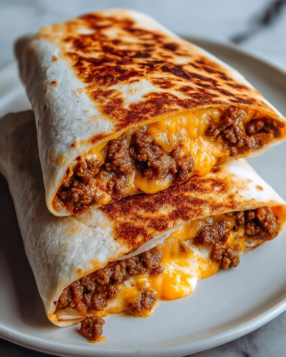 Large white rectangular platter showcasing a full tray of freshly made beef and cheese quesadillas, featuring golden toasted tortillas filled generously with melted cheddar and mozzarella cheeses entwined with seasoned ground beef, arranged neatly side by side, steam rising gently to highlight the warmth and freshness, photographed from a 3/4 angle on a white marble countertop with natural lighting, styled as a professional food magazine hero shot, photo taken with an iphone --ar 4:5 --v 7