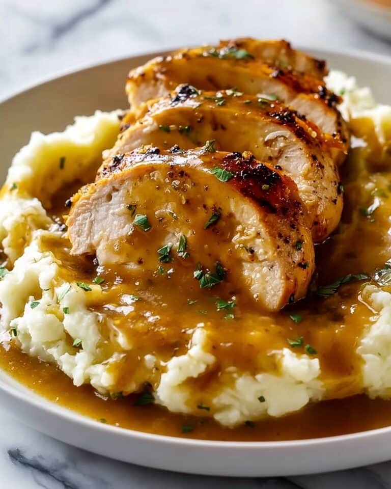 Chicken and Garlic Gravy with Cheesy Mashed Potatoes Recipe