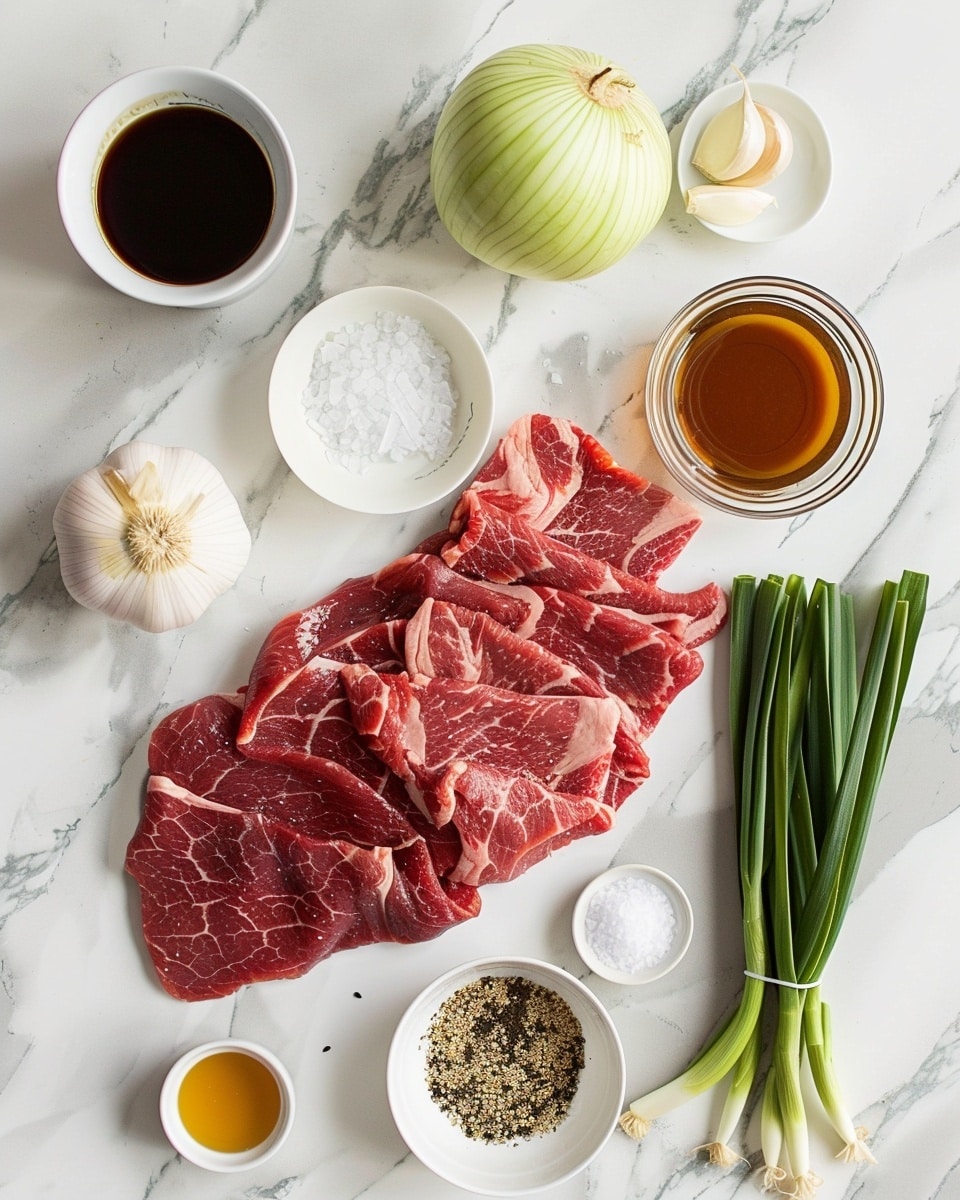Single white plate presenting one plated portion of beef stir-fry with caramelized onions and vibrant green beans, close-up angle showing tender, glossy slices of beef layered with translucent, sweet onions and bright green beans, sprinkled lightly with toasted sesame seeds, natural light highlighting the rich textures and juices, white marble surface background, intimate styled food blog serving photo taken with an iphone --ar 4:5 --v 7