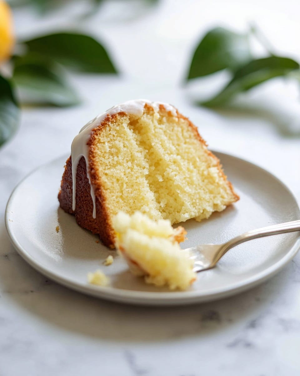 The image shows a bundt cake with a rich brown outer layer and a light yellow inside, sliced into pieces and placed on a black wire rack. The cake has a white icing drizzle on top, unevenly spread, with tiny bits of yellow zest sprinkled over it. The texture of the cake looks soft and moist inside, with a firm brown crust on the outside. The wire rack sits on a white marbled surface. photo taken with an iphone --ar 4:5 --v 7