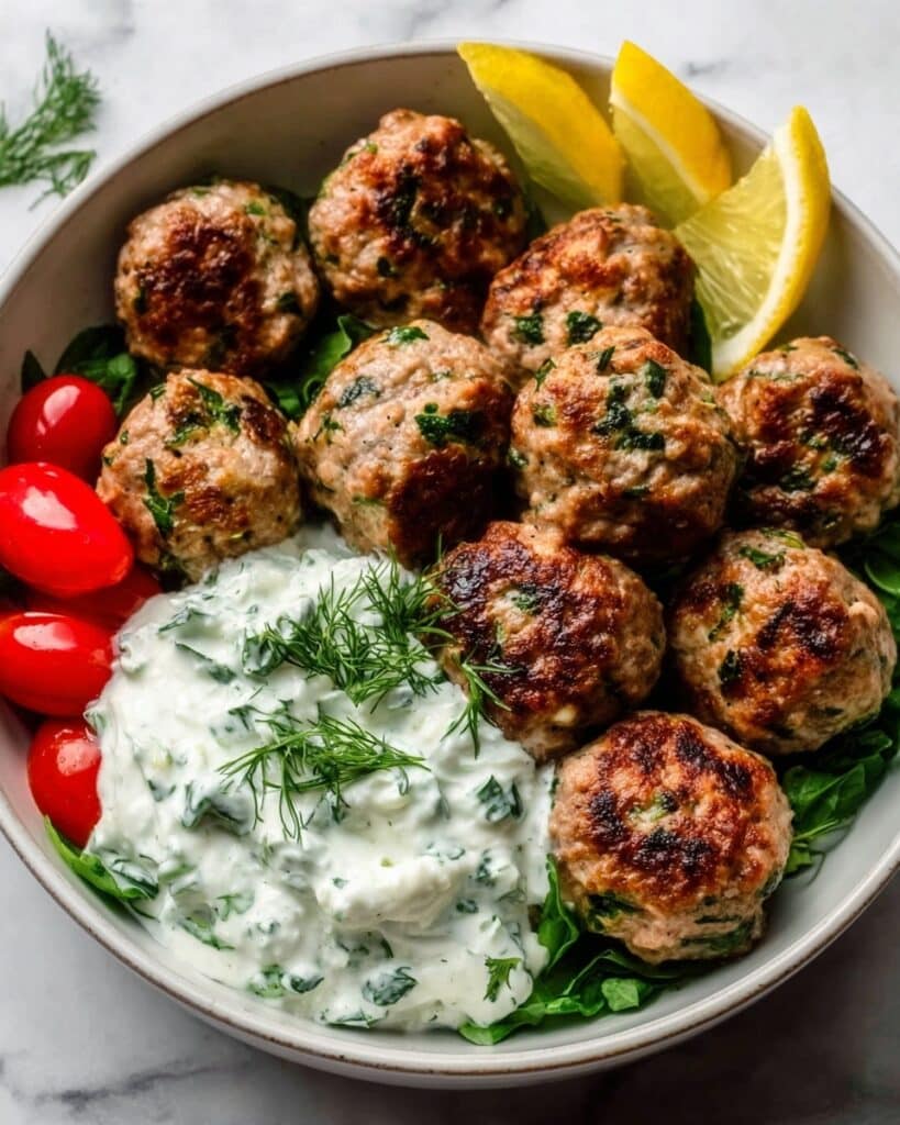 Greek Chicken Meatballs with Tzatziki Sauce Recipe