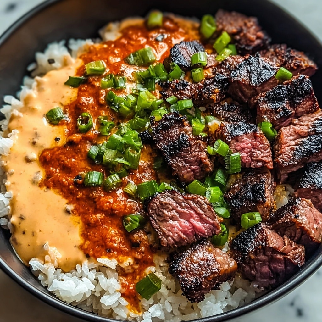 Irresistibly Easy Korean BBQ Steak Rice Bowls with Spicy Cream Sauce Recipe
