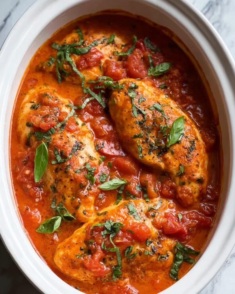 Slow Cooker Creamy Tomato Basil Chicken Recipe