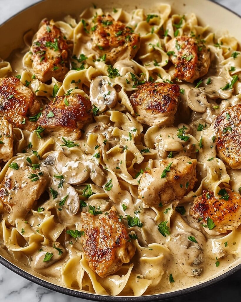 One-Pan Creamy Garlic Butter Chicken with Egg Noodles Recipe