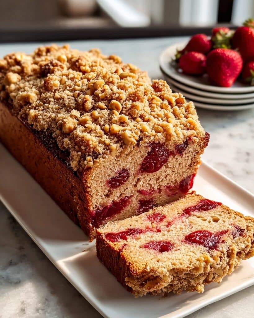Peanut Butter Jelly Bread with Crunchy Strawberry Topping Recipe