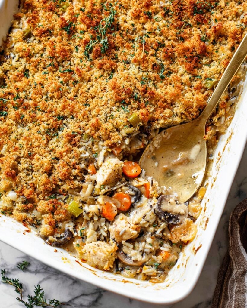 Chicken and Wild Rice Casserole with Cheddar and Parmesan Recipe