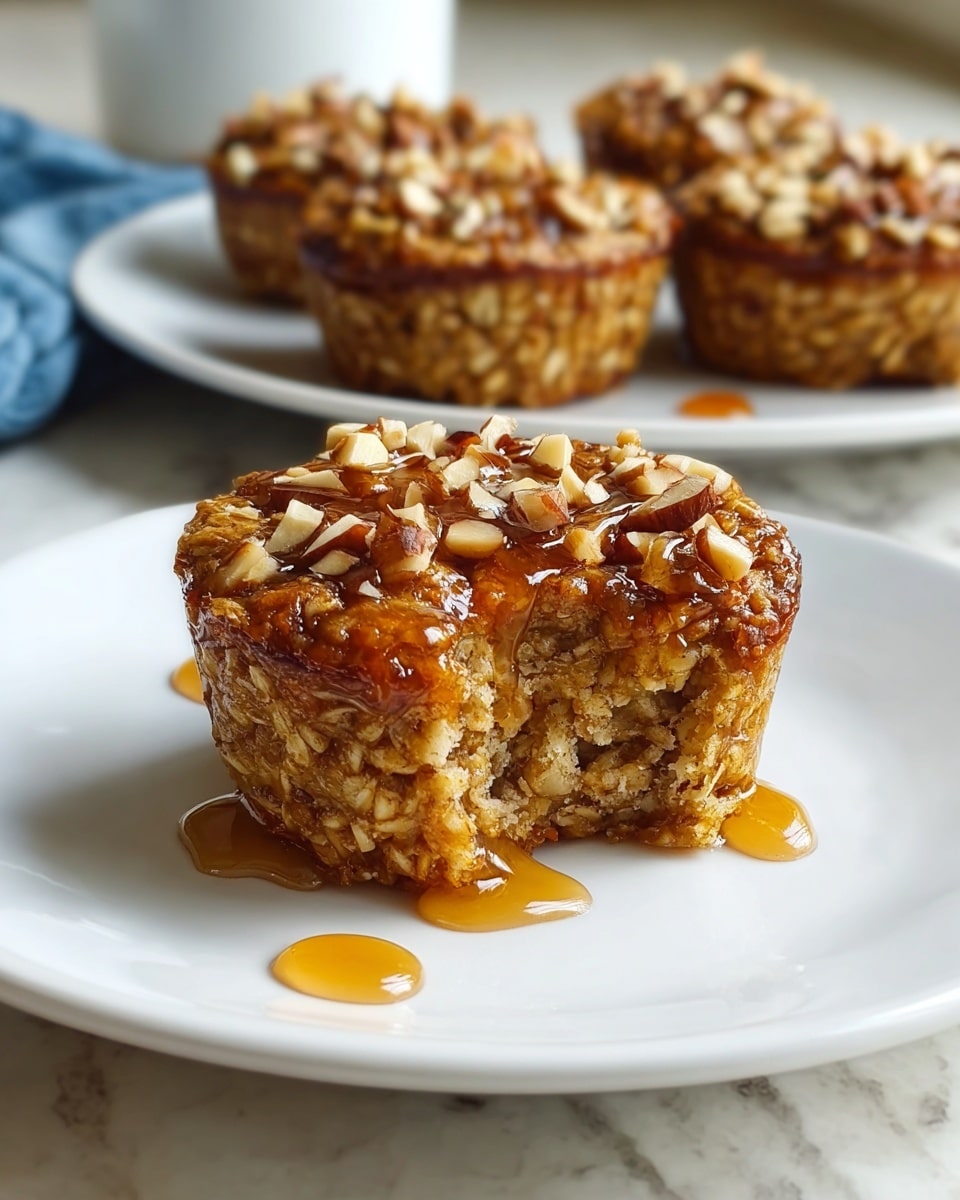 White serving platter with a full batch of mini pecan oat cupcakes, each topped generously with chopped pecans and a glossy drizzle of caramel sauce, arranged neatly to showcase their golden-brown baked texture and crunchy nut topping, set on a white marble countertop with natural light highlighting the rich colors and textures, professional food styling photo taken with an iphone --ar 4:5 --v 7