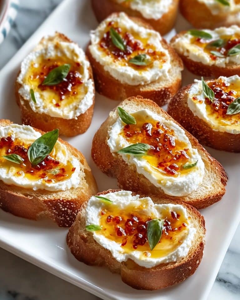 Sweet and Spicy Whipped Feta Crostini with Hot Honey Recipe