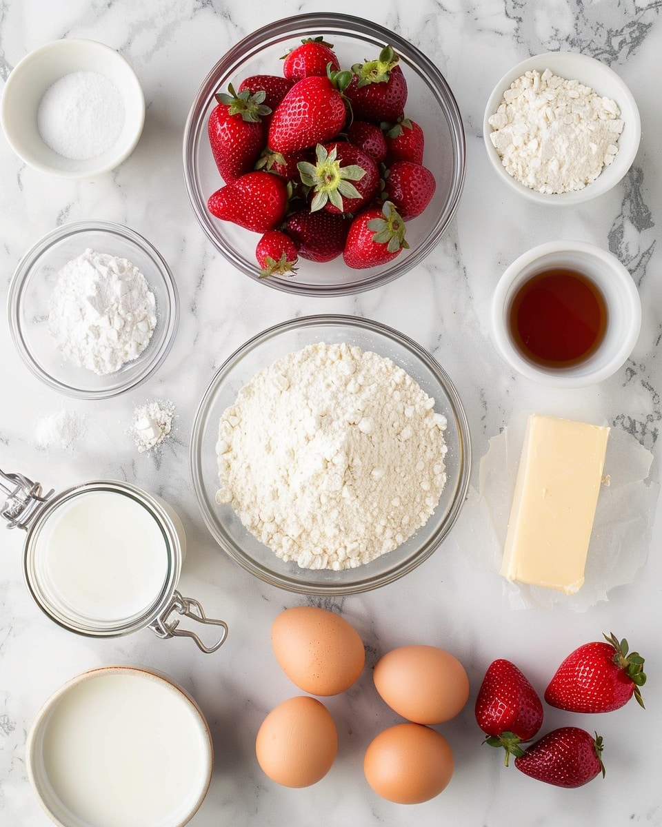 Single slice of layered vanilla sponge cake with thick swirls of whipped cream and vibrant strawberry filling between each layer, topped with fresh whole strawberries and decorative cream dollops, close-up angled view highlighting the moist texture of the cake and juicy fruit, all served on a pristine white plate set on white marble, natural lighting emphasizing the rich red and creamy white contrast, styled as a perfect individual dessert portion photo taken with an iphone --ar 4:5 --v 7