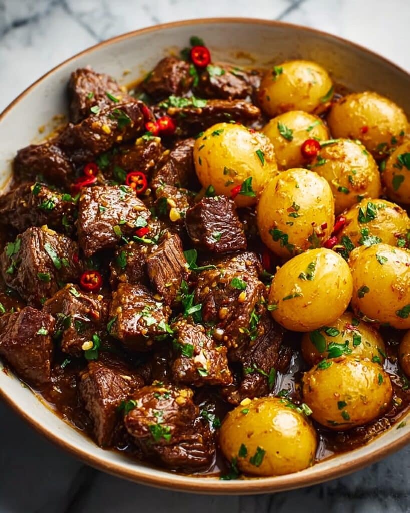 High Protein Slow Cooker Garlic Butter Beef Bites Recipe