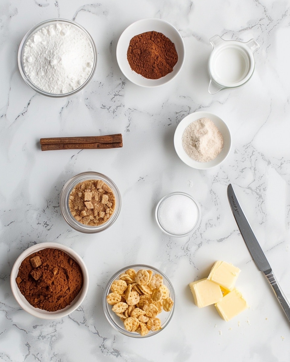 Single white bowl filled with a close-up portion of cinnamon sugar-coated cereal rings, showing the textured sugar crystals dusting each ring, emphasizing the crunchy surface and soft interior, placed on a white marble surface with natural lighting, styled as a ready-to-eat serving, photo taken with an iphone --ar 4:5 --v 7